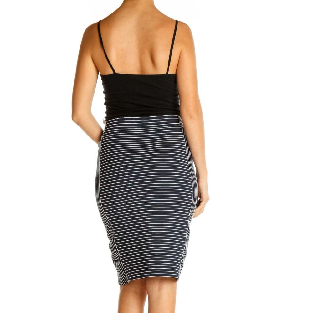 Max Studio Blue Printed All Day Wear Pencil Skirt - Picture 3 of 3